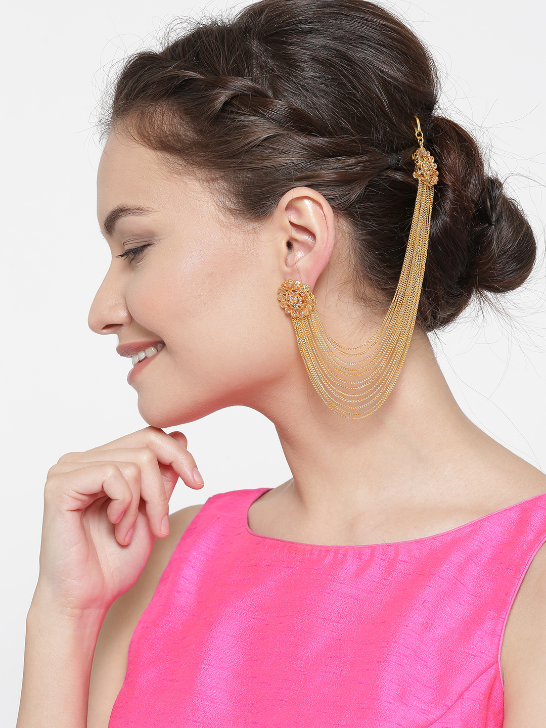 YouBella Gold-Plated Stone-Studded Ear Chains